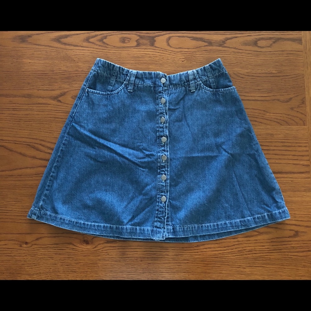 Dockers Button Front Denim Skirt (Size 10)